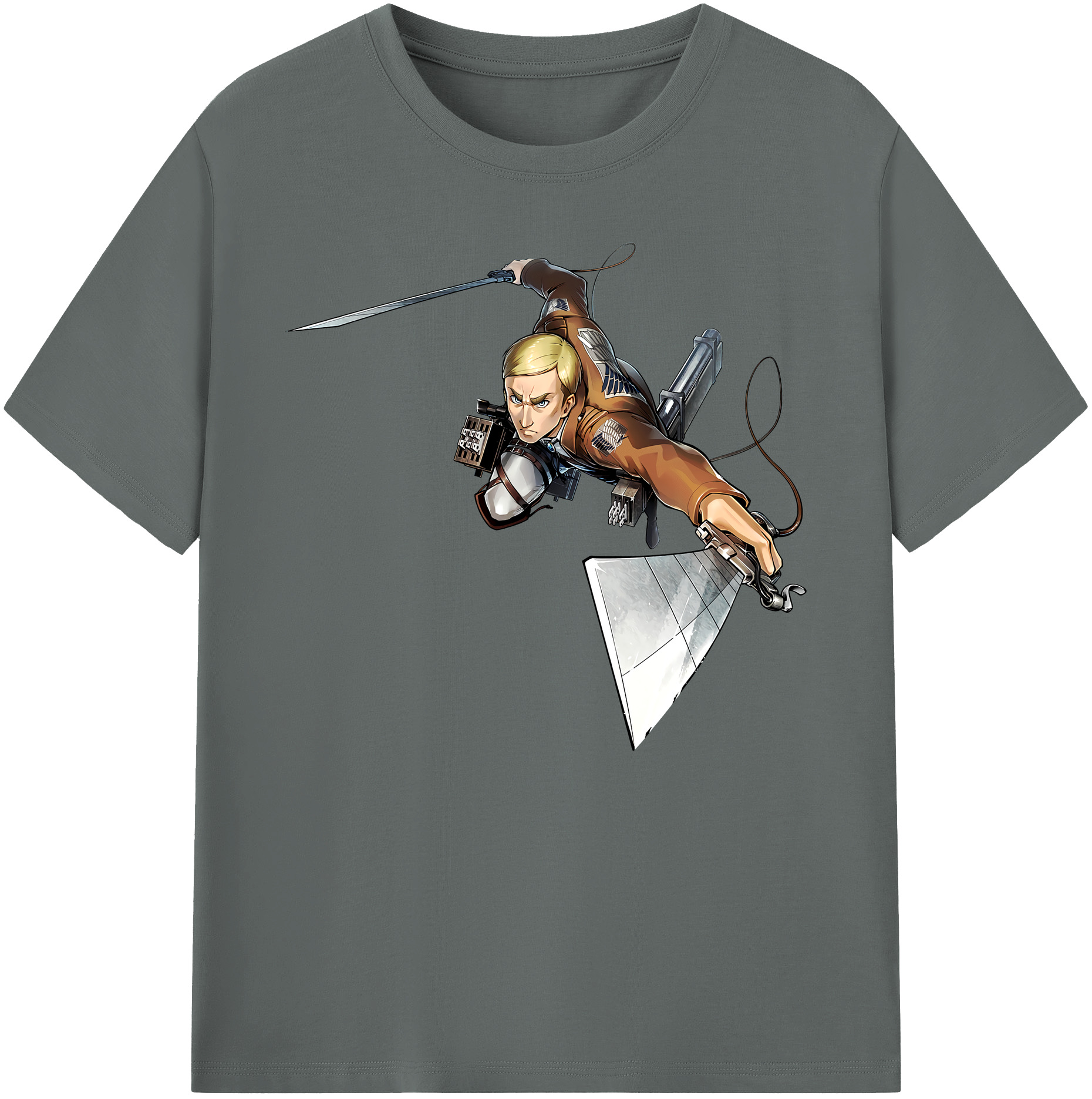 （画像用） 進撃の巨人 エルヴィン・スミス Attack on Titan Erwin Smith 綿100％ メンズ半袖Tシャツ｜肌触りやわらか＆通気性